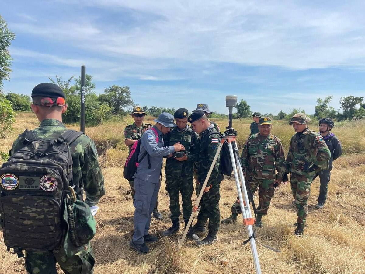 ក្រុមការងារវាស់វែងចម្រុះ កម្ពុជា-ថៃ បន្តថតរូបអាកាសរៀបចំបោះបង្គោលបណ្តោះអាសន្នព្រំដែនចន្លោះលេខ ៤២-៤៧