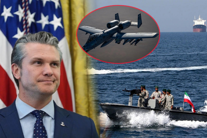 គិតថាសង្កត់អាមេរិកបាន តែផ្ទុយទាំងស្រុងយន្តហោះចម្បាំង A-10 និង AH-64 Apache របស់អាមេរិកកំពុងទម្លាក់គ្រាប់បែកយ៉ាងរំភើយនៅសមុទ្រ Hormuz