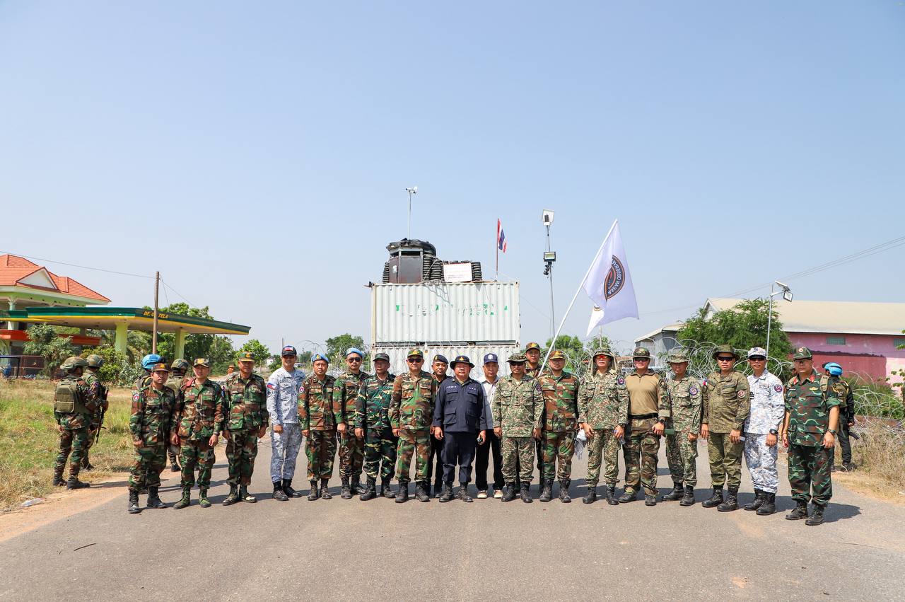 ក្រុមអ្នកសង្កេតការណ៍ AOT បន្តចុះពិនិត្យ ផ្ទៀងផ្ទាត់ និងរាយការណ៍អំពីស្ថានភាពព្រំដែន នៅច្រកបឹងត្រកួន